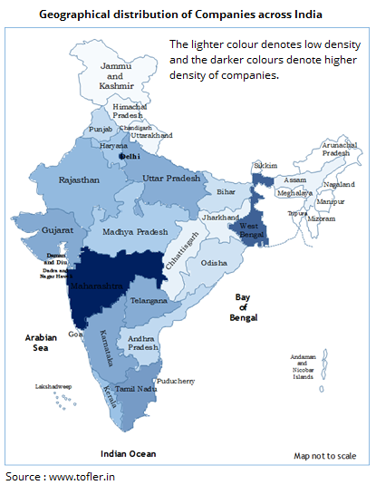 Geographical distribution of all Companies in India - Heat map (1)